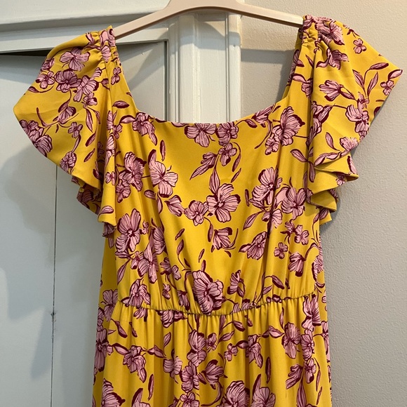 Sachin & Babi Yellow Flutter-Sleeve Floral Dress in Yellow - Size 0 - Picture 4 of 9